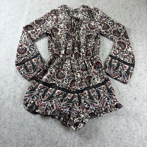 Illa Illa Colorful Floral Romper Long Sleeves Backless Size L